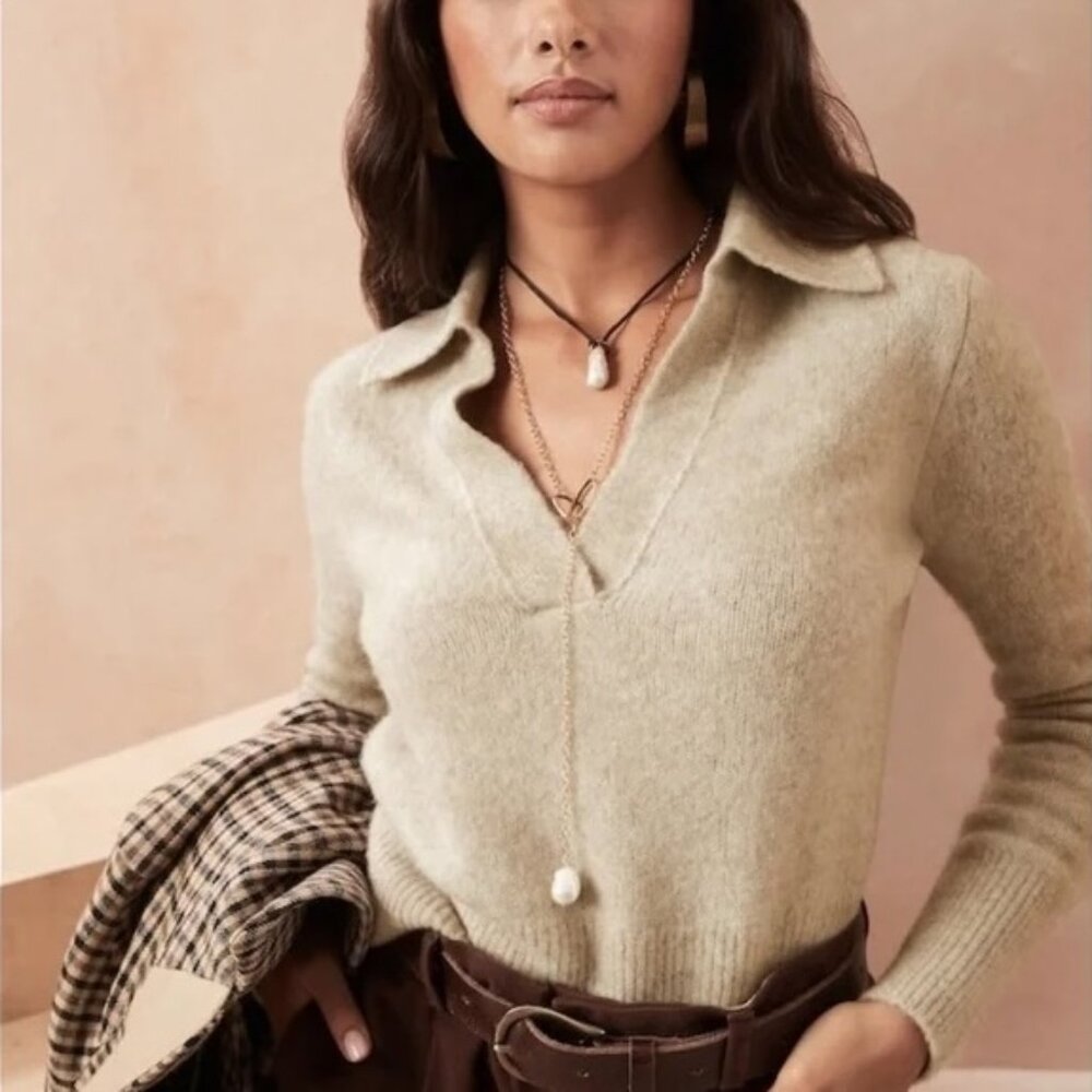 BR Wool-Blend Polo Sweater